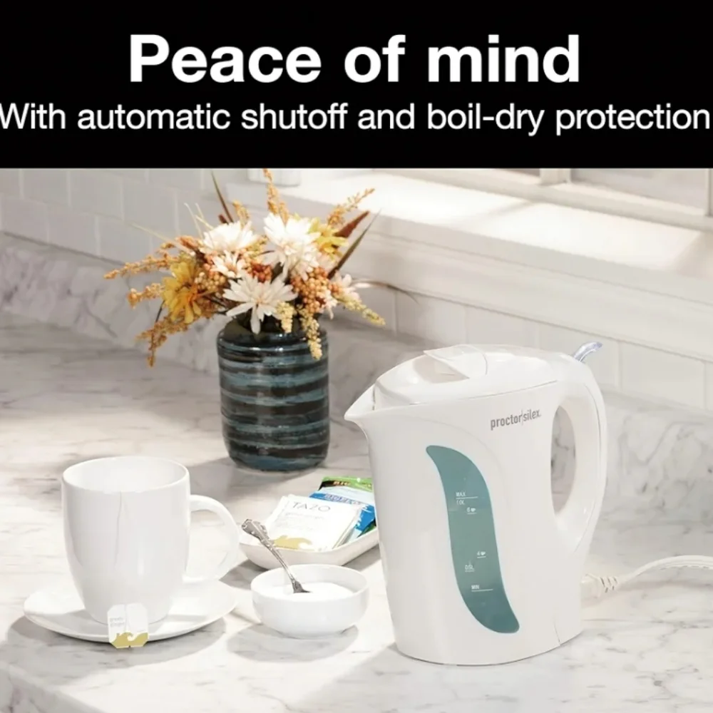 Proctor Silex Electric Tea Kettle, Water Boiler & Heater Auto-Shutoff & Boil-Dry